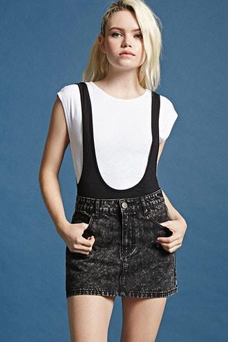 Forever21 Cap-sleeve Combo Bodysuit
