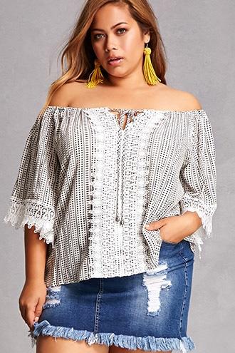 Forever21 Plus Size Crochet-trim Top