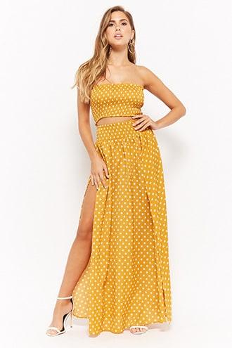 Forever21 Polka Dot Tube Top & Maxi Skirt Set