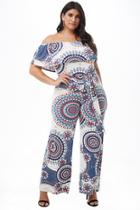 Forever21 Plus Size Off-the-shoulder Abstract Print Flounce Jumpsuit