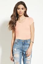 Forever21 Women's  Light Pink V-neck Crop Top