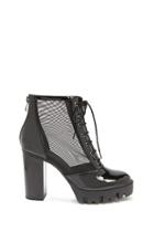 Forever21 Faux Patent Leather Mesh Panel Booties
