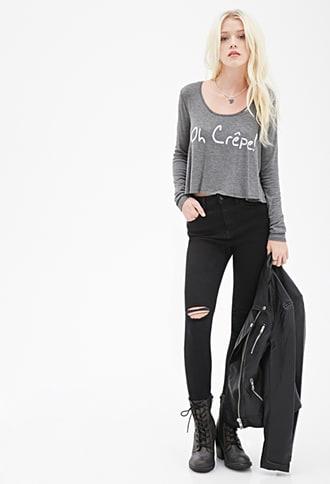 Forever21 Oh Cr&ecirc;pe Graphic Top