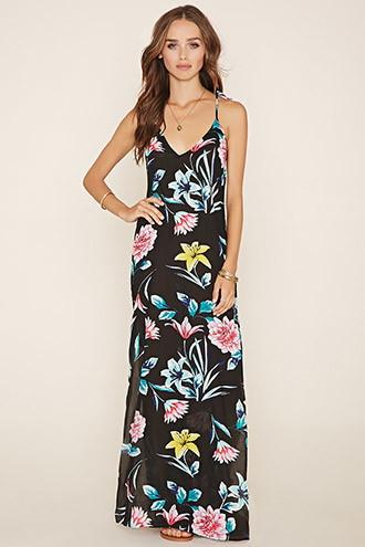 Forever21 Women's  Tropical Floral Cami Maxi Dress