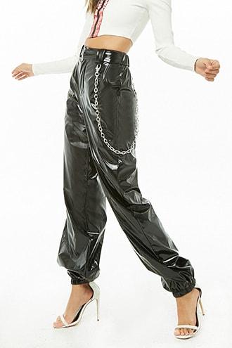Forever21 Wallet Chain Vinyl Joggers