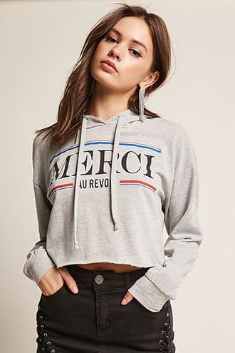 Forever21 French Terry Merci Graphic Top