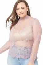 Forever21 Plus Size Floral Lace Mock Neck Top