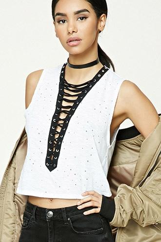 Forever21 Distressed Strappy Crop Top