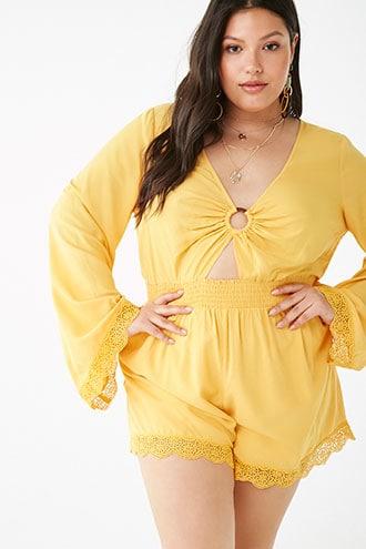 Forever21 Plus Size Crochet Trim  Romper