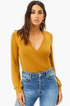Forever21 Banded Purl Knit Surplice Top