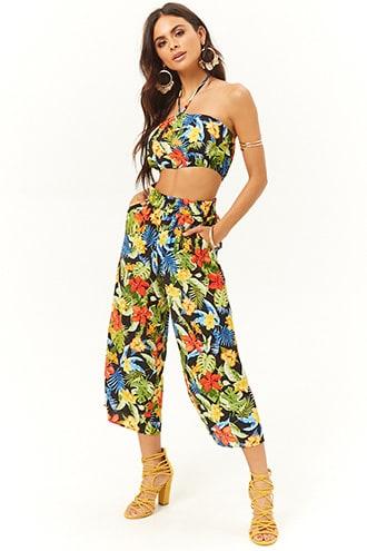 Forever21 Tropical Floral Print Culottes