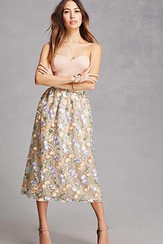 Forever21 True Violet Embroidered Skirt