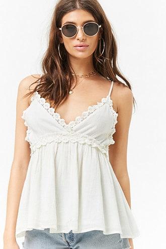 Forever21 Crochet Trim High-low Cami