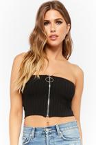 Forever21 Cropped Zip-front Tube Top