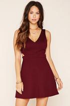 Forever21 Women's  Burgundy Cutout Fit And Flare Dress