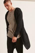 Forever21 Marled Knit Hooded Longline Cardigan