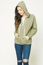 Forever21 French Terry Lace-up Hoodie