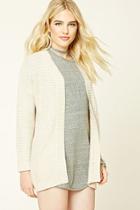 Forever21 Women's  Natural Longline Waffle Knit Cardigan