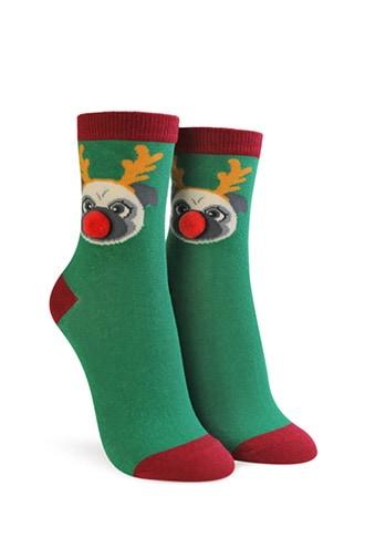 Forever21 Reindeer Pug Crew Socks