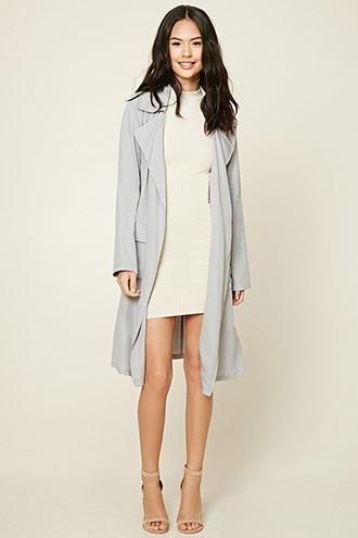Forever21 Women's  Grey Belted Trench Jacket