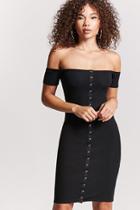 Forever21 Off-the-shoulder Buttoned Dress