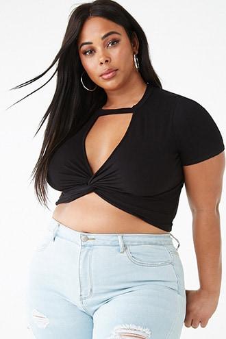 Forever21 Plus Size Twist-hem Crop Top