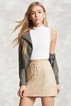 Forever21 Faux Suede Lace-up Mini Skirt