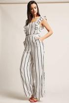 Forever21 Stripe Ruffle-trim Jumpsuit