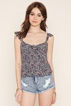 Forever21 Women's  Abstract Print Self-tie Top