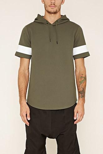 21 Men Men's Striped Bonded Mesh Hoodie