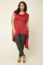 Forever21 Plus Women's  Wine Plus Size Asymmetrical Top