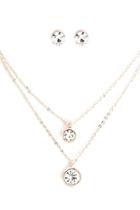 Forever21 Layered Rhinestone Necklace & Stud Earrings Set