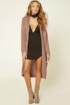 Forever21 Women's  Mauve Ribbed Knit Longline Cardigan