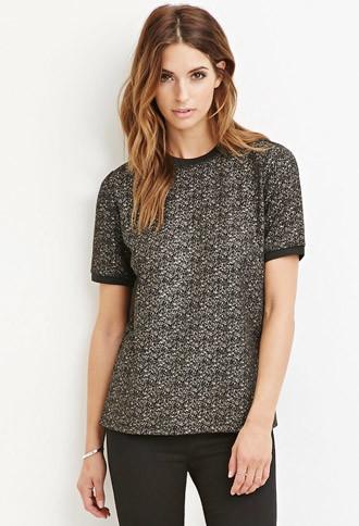 Forever21 Women's  Metallic-flecked Top