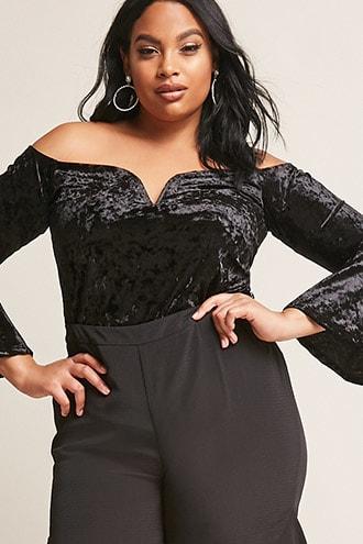 Forever21 Plus Size Off-the-shoulder Velvet Top