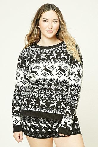 Forever21 Plus Women's  Plus Size Fair Isle Shorts