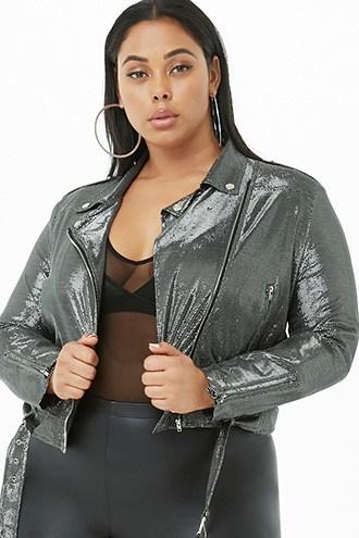 Forever21 Plus Size Metallic Moto Jacket