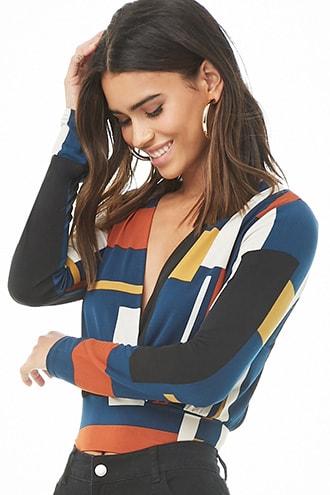 Forever21 Geo Print Surplice Top