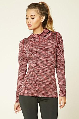 Forever21 Women's  Red & Black Active Marled Hoodie