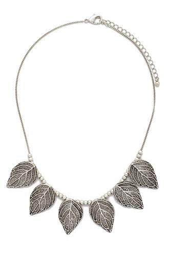 Forever21 B.silver Leaf Statement Necklace