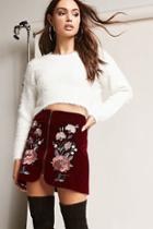 Forever21 Velvet Embroidered Mini Skirt