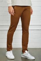 21 Men Men's  Brown Slim Fit Cotton-blend Pants