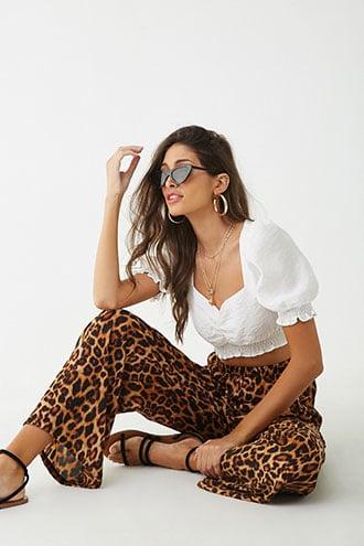Forever21 Chiffon Leopard Print Wide-leg Pants