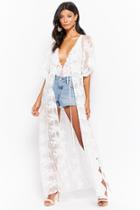 Forever21 Sheer Floral Embroidered Duster Kimono
