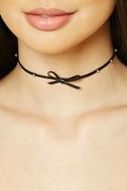 Forever21 Gold & Black Faux Leather Bow Choker