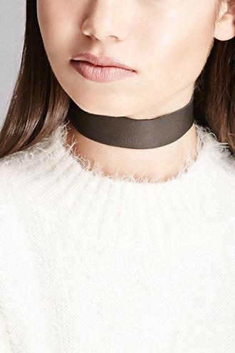 Forever21 Black Jj Winters Leather Choker