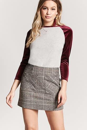 Forever21 Velvet Sleeve Baseball Tee