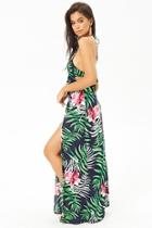 Forever21 Tropical Print Halter Maxi Dress