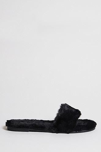 Forever21 Faux Fur Open-toe Slides