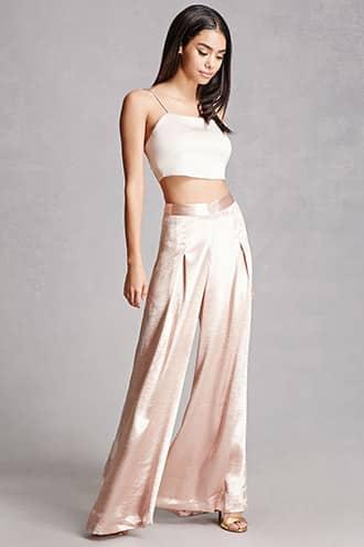 Forever21 Endless Rose Satin Palazzo Pants